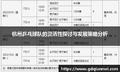 杭州乒乓球队的灵活性探讨与发展策略分析